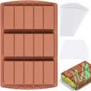 1 Pc Chocolate Bar Mold Deep Large Chocolate Molds Silicone Break Apart Thick Silicone Molds for Candy Bar, With 100 Pcs Bags and 1 Pc Scraper Set (5 Snap (Rectangle)