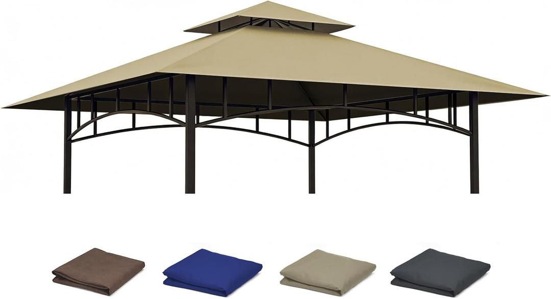 Grill Gazebo Replacement Roof, 5x8ft Outdoor BBQ Gazebo Canopy Cover, Double Tiered Grill Gazebo Replacement Roof for #L-GG001PST-F (Khaki)