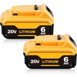 2PACK 6000mAh Lithium ION Replacement for DeWalt 20V MAX Battery DCB204 DCB206 DCB203 DCB200 DCB201 DCB181 DCB180 Compatible with Dewalt 20v Tools 2PACK 6000mAh Lithium ION Replacement for DeWalt 20V MAX Battery DCB204 DCB206 DCB203 DCB200 DCB201 DCB181 DCB180 Compatible with Dewalt 20v Tools