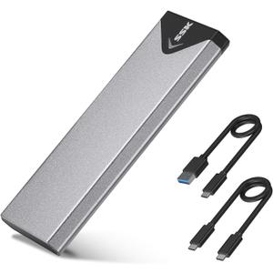 SSK M.2 NVME SATA SSD Enclosure Adapter, USB 3.2 Gen 2 (10 Gbps) to NVME PCI-E SATA M-Key/(B+M) Key Solid State Drive External Enclosure Aluminum Support UASP Trim for SSDs 2242/2260/2280 (Space Gray)