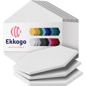 Acoustic Panels - 12-Pack Soundproof Wall Panels, 12"X10.4"X0.4", High Density Sound Dampening - White Hexagon