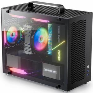 Micro ATX Case, MATX PC Case for ITX MATX Motherboard, 2X 120mm ARGB Fans Preinstalled, Tempered Glass, Fully Ventilated Airflow, Mini PC Case with USB3.0