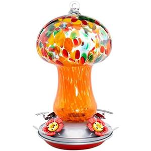 Muse Garden Gifts for Women Hummingbird Feeders for Outdoors Hanging Ant and Bee Proof, Blown Glass Hummingbird Feeder with Ant Moat, Christmas Gardening Gifts for Women Mom, 28OZ, Fairy Garden