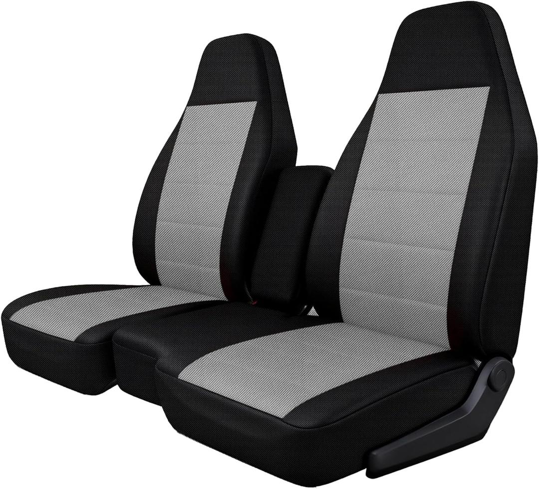 Front 60/40 Split Bench Seat Cover for Chevy Colorado & GMC Canyon 2004-2012 Models, with Console Armrest, Premium Knitted Fabric with Foam Padding, Enhanced Ergonomic Support - Gray