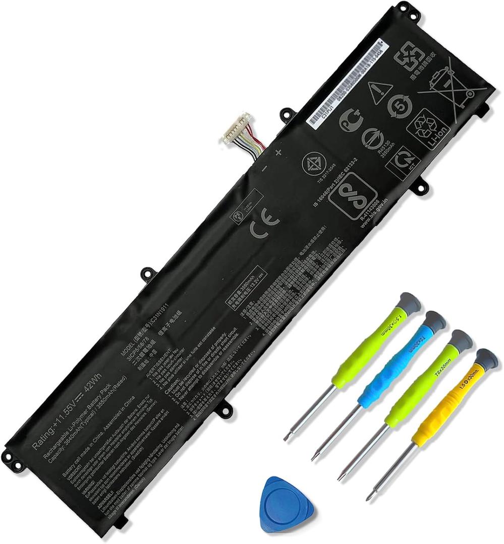 ASODI C31N1911 B31N1911 42Wh Laptop Battery Compatible with Asus VivoBook Flip 14 X1702ZA D413DA TP420IA F413JA TM420IA R413DA X413FA S433EA M413DA K413FA X421DA X421EA X421EP X421EQ V433FA S4600FA