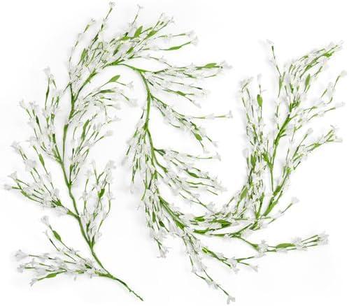 Canlierr 1 Pack 71 Inch Artificial Forsythia Branches Faux Flower Vine Garland Forsythia Flower Wreath Hanging Floral DIY Decoration for Front Door Home Indoor Valentine's Day Wedding Decor (White)