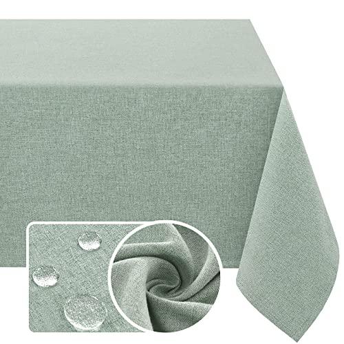 H.VERSAILTEX Linen Textured Tablecloth 52*70Waterproof Decorative Table Cloth Spill-Proof Linen Look Cover for Party Table Extra Soft and Thick Fabric Wrinkle Free, Heather Sage