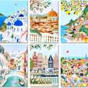 TCDZMYGS 6 Pack Scenery Diamond Art Kits for Adults - Cityscape Diamond Painting Kits for Adults,5D Round Full Drill Gem Art for Adults DIY Paint by Diamonds Dots for Home Wall Decor 12x16inch