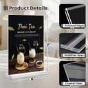 30 Pack Acrylic Sign Holder 5x7, Clear Double Sided Tabletop Menu Display, Desktop Flyer Stand with Vertical Base, Plastic Paper Picture Frame Holder Suitable for Restaurants Office Store Show Fair