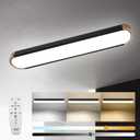 EDISLIVE Dimmable LED Ceiling Light with Remote Control 37.4in 3000K-6000K Minimalist Modern Wood Flush Mount Ceiling Light Low Profile Light Fixture Black