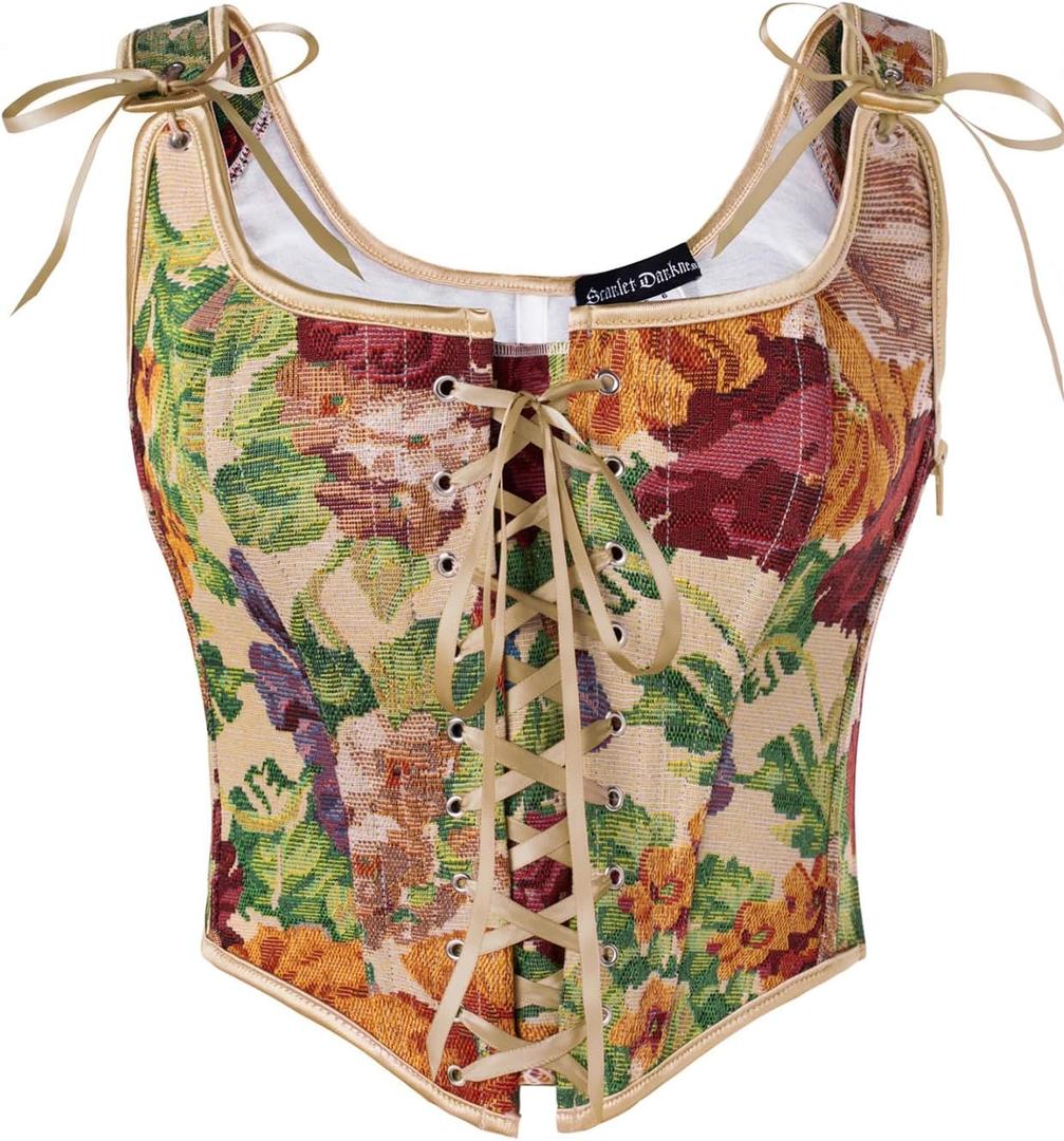 Scarlet Darkness Women Vintage Overbust Renaissance Corset Bustier Bodyshaper Tops (6)