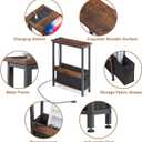 Slim Charging End Table with Storage - For Small Spaces and Bedroom