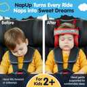 NapUp Adjustable Head Support for Car Seat Patented & Crash-Tested Anti-Bobbing Head Holder Strap, Comfortable Sleep Solution - Breathable Fabric, Kids Travel Accessories - Ages 2+ - Red