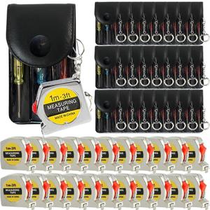 72 Pcs Mini Screwdriver Keychain Tape Measure Keychains Set Retractable Keychain Tape Measure Mini Screwdrivers in Pouch Keychain for Birthday Party Favors and Daily Use, 1 m/ 3 ft