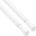 2 Pack Spring Tension Rods 28-45 Inches, 5/8 Inch Diameter White No Drill Spring Loaded Adjustable Extendable, Small Short Tension Curtain Rod for Windows Kitchen Doorway Closet Cupboard