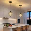 HAIXIANG Clear Glass Chandeliers Lighting Pendant Lights for Kitchen Island Dining Room Light Fixture Chandeliers Hanging Light with Warm Light Bulb,  Black - Clear, Clear Star*1
