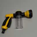 Foam Sprayer Gun, Pressure Nozzle for Car Wash, Watering plants, Pet Shower, Outdoor Fun - 8 Watering Patterns and Soap Dispenser (Yellow)