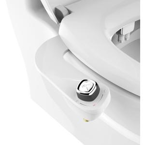 Bio Bidet Slim Edge Bidet Attachment for Toilet, Non Electric, Dual Nozzles for Front and Rear Cold Water Wash, Adjustable Water Pressure, White