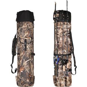 Wowelife Fishing Rod Carrier - Pole Bag Reel Organizer Case Storage for Gear, Travel - Gifts for Men, Family (Camouflage)