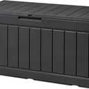 Devoko 85 Gallon Deck Box Lockable Resin Outdoor Storage Box waterproof Outdoor Container for Patio Furniture Cushions, Pillow (Black)