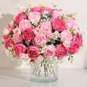 Luyue 8 Packs Peonies Artificial Flowers Faux Peony Bouquet Fake Peonies Flower for Vase Silk Peony Floral Arrangements for Table Centerpiece Wedding Decoration Indoor Home Decor (Mixed Pink-8pcs)