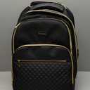 Small Rolling Backpack for Women, Lightweight Travel Backpack with Wheels, Roller Backpack for Adults, Water Resistant Rolling Laptop Bag, Wheeled Underseat Carry On Luggage, Black Gold