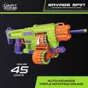DART ZONE Savage Spin Semi-Auto Foam Dart Blaster 45-Dart Triple-Drum Motorized Foam Dart Gun NERF Dart Compatible Soft Bullet Toy Gun for Kids w. 90 Darts AKA Adventure Force Gun 80 ft Range, 21.65 inches