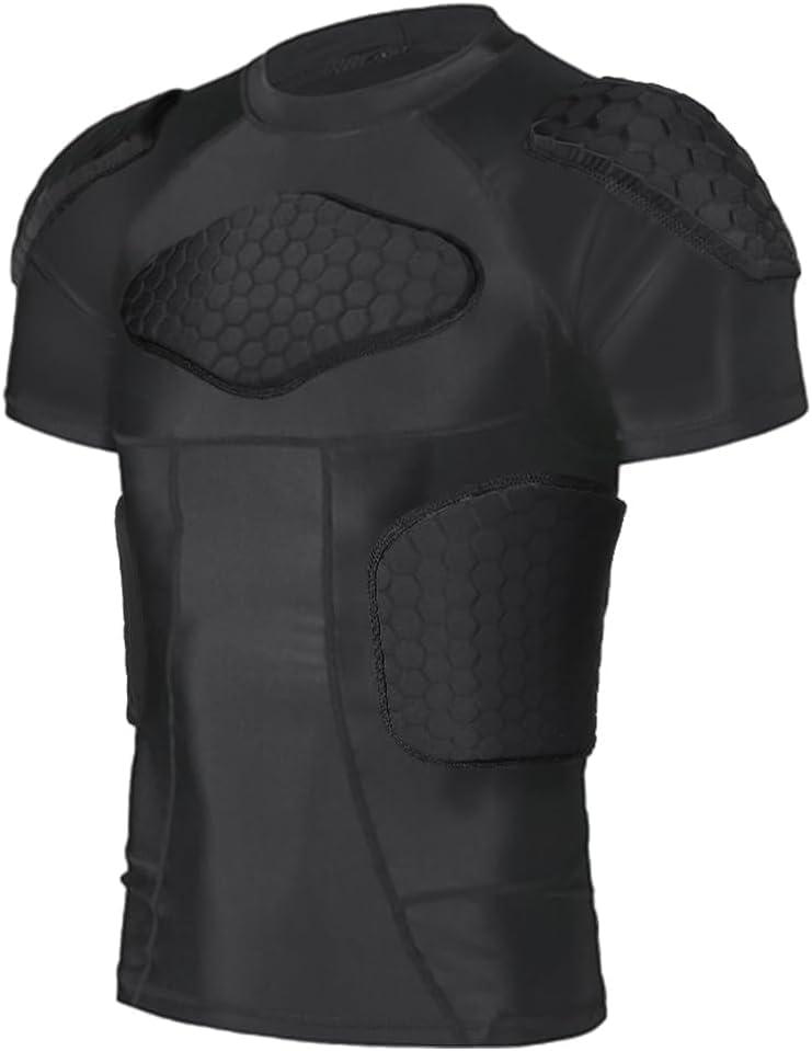 Mens Padded Compression Shirt Football Rib Protectors - Mens Padded Football Shirt with Pads Protective Gear Chest Rib Protectors for Baseball Basketball Paintball (X-Large)