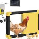 Automatic Chicken Coop Door Powered with Heating, Anti-Pinch Design Solar Chicken Door Opener, Auto Chicken House Run Door with Three Power Supply Modes for Chickens and Ducks (Black)