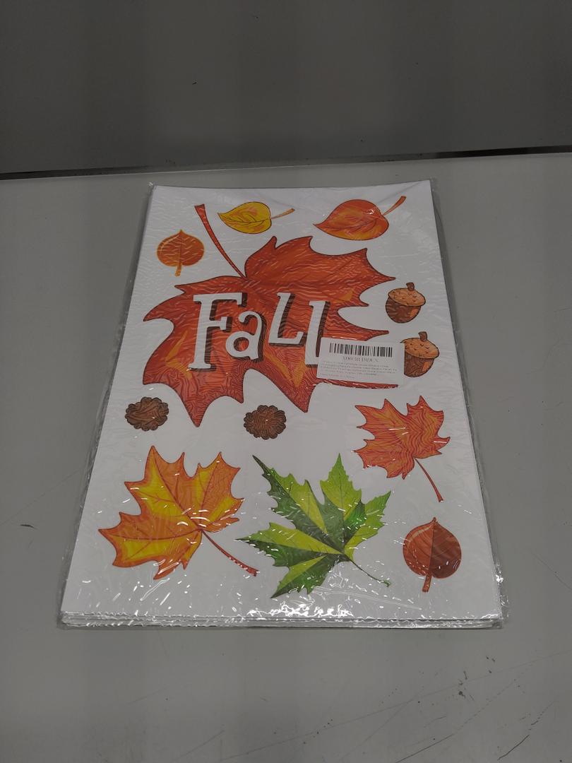 Whaline 9 Sheet Fall Maple Leaves Window Clings Pumpkin Double-Sided Window Decals for Fall Autumn Thanksgiving Harvest Home School Office Accessories Party Supplies Gifts Pack of 2