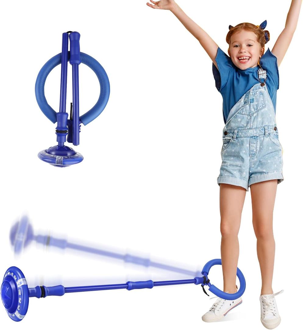 Skip Ball for Kids with Flashing Lights - Indoor Outdoor Game Fitness Toys for Kids, Cool Christmas Birthday Gifts Toys for Girls Boys Age 6 7 8 9 10+ Year Old (Blue)