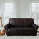 molasofa Oversized Loveseat Cover for Home Dcor, Soft Leather-Like Spandex Love seat Cover, Non-Slip 1-Piece Couch Cover for Dogs, Cats, and Kids (Oversized Loveseat,02 Chocolate)
