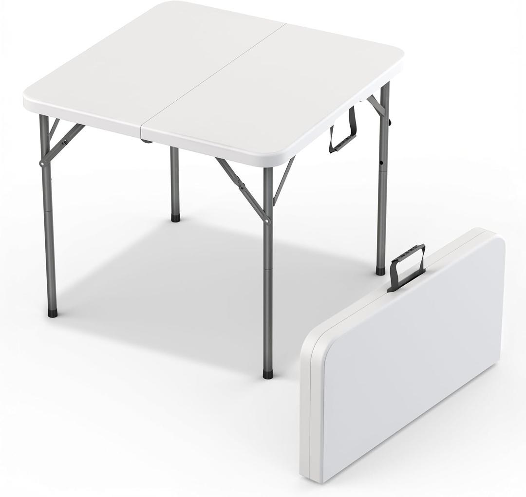 Our Modern Space 34" Square Foldable Table with Built in Handle & Detachable Steel Legs | Heavy Duty Portable | Perfect for Party, Dining, Events, Picnic Indoor, Outdoor, Camping, Temporary