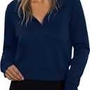 Totatuit Women Half Zip Up Cropped Lapel Sweatshirt Quarter Zipper Casual Long Sleeve Tops Fall Trendy Clothes (S)