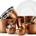 COOK WITH COLOR 18 Piece Mixing Bowls Set with Airtight Lids, Stainless Steel Bowl Organizers, Food Storage Containers, Meal Prep, Nesting Salad Bowls For Cooking, Baking, Kitchen Use, Copper