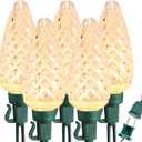 Brizled Warm White Christmas Lights - 33ft, 50 LED C9 Connectable Indoor/Outdoor Xmas String Lights, UL Certified for Holiday House, Roof, Yard, Garden, Porch and Party