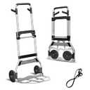 Teprovo Folding Hand Truck Dolly Cart, 340LB Capacity Portable Aluminum Dolly Cart with Telescoping Handle and 7 Inch Rubber Wheels for Moving, Shopping, Travel, Office Use