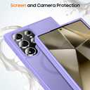 Designed for Magnetic Samsung Galaxy S24 Ultra Case,[Compatible with MagSafe] [Military Grade Drop Protection] Slim Translucent Matte Shockproof with Anti-Fingerprint Phone Case-Light Purple