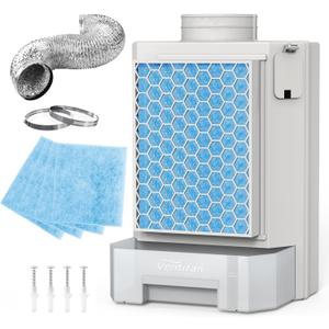 Indoor Dryer Vent Kit with Stainless Steel Polyester Filter, 4 Pieces Polyester Filters and Vent Hose, For Electric Clothes Dryer