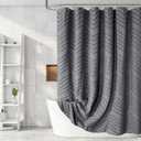 Extra Long Grey Boho Shower Curtain 78 Inch Grey Tufted Chevron Striped Fabric Shower Curtains for Bathroom Modern Shabby Chic Waterproof Cloth Shower Curtains