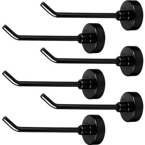 6pcs Magnetic Hooks, 1.7lb 3 Inch Long Heavy Duty Magnet Hooks Strong Magnetic Cruise Hooks Wall Hooks Magnetic Hangers for Cruise Ship Garage Kitchen Refrigerator (Black)