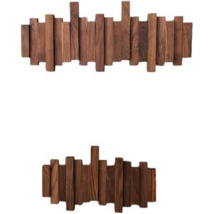 ELECANE Piano Coat Rack Wall Mount, Wooden Piano Key Coat Rack with Flip Down Magnetic Hooks, Wall Mounted Coat Hanger for Entryway Bedroom Kitchen (Walnut, 8Hooks)