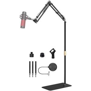 Microphone Floor Stand for Blue Yeti, Nano, Snowball, HyperX,Razer,Logitech USB and Condenser Mic,Adjustable Boom Arm Stand with 1/4'' Thread and 3/8" 5/8" Adapter, Pop Filter, Mic Clip, Cable Ties Microphone Floor Stand for Blue Yeti, Nano, Snowball, HyperX,Razer,Logitech USB and Condenser Mic,Adjustable Boom Arm Stand with 1/4'' Thread and 3/8" 5/8" Adapter, Pop Filter, Mic Clip, Cable Ties