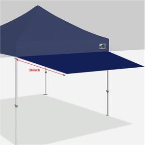 Eurmax USA 10ft Pop Up Canopy Awning,120"x36"Extended Sunshade Tarp with 30 SqFt Extra Shade,Commercial Grade Removable Replacement Tent Awning ONLY Fits 10x10 Canopy Tent with Square Leg,Navy Blue
