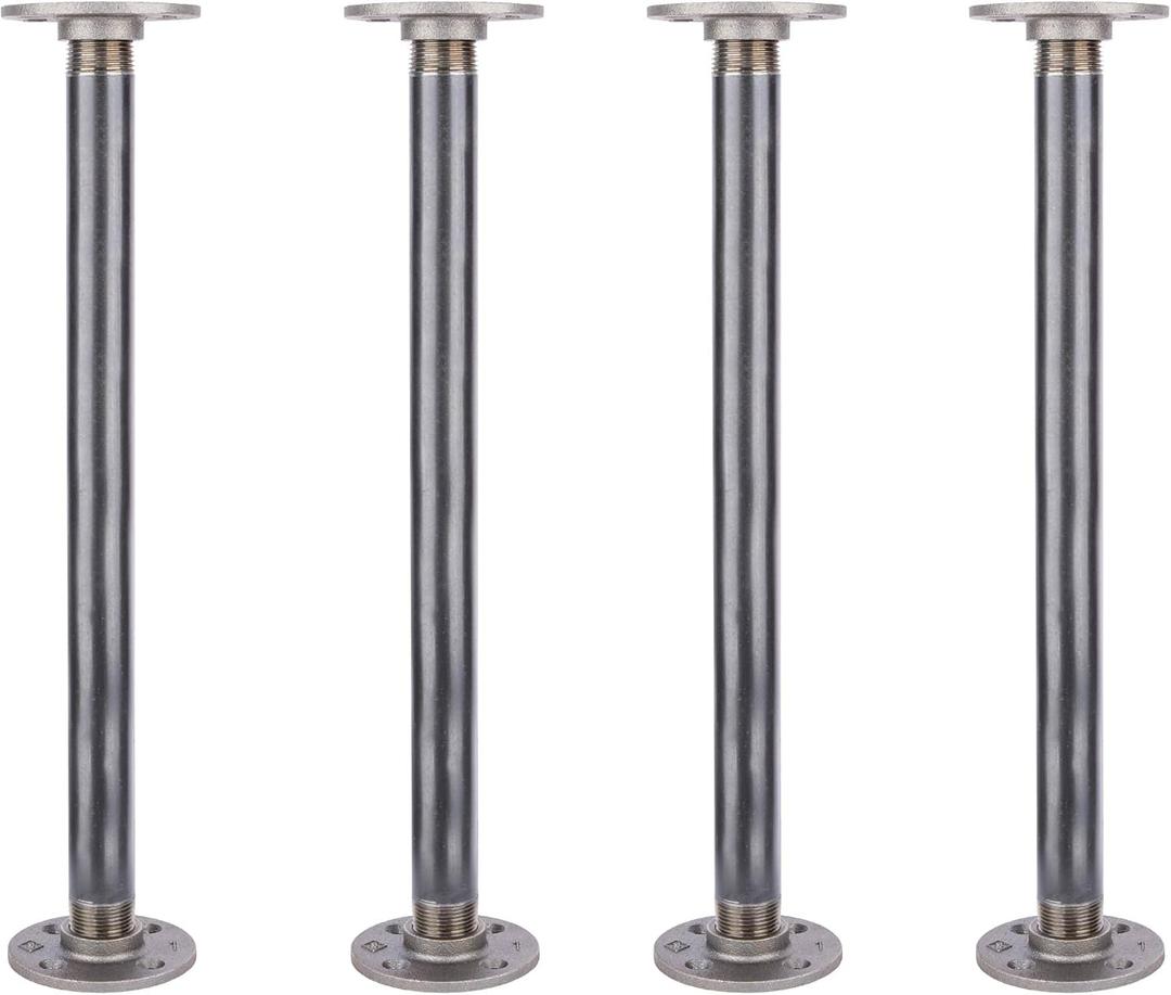 PIPE DECOR Table Legs, Malleable Iron Round Flange with Authentic Steel Plumbing Pipe, DIY End Table Leg Kit with Hardware, 3.75 in. Dia x 24 in. H, 4-Pack