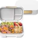 Bentgo Modern - Adult & Teen Bento Lunch Box; 3-4 Compartments, Leak-Resistant, 5.5 Cup Capacity/44 fl oz, Improved Locking Clips, Reusable, BPA-Free, Dishwasher/Microwave Safe Tray (White)