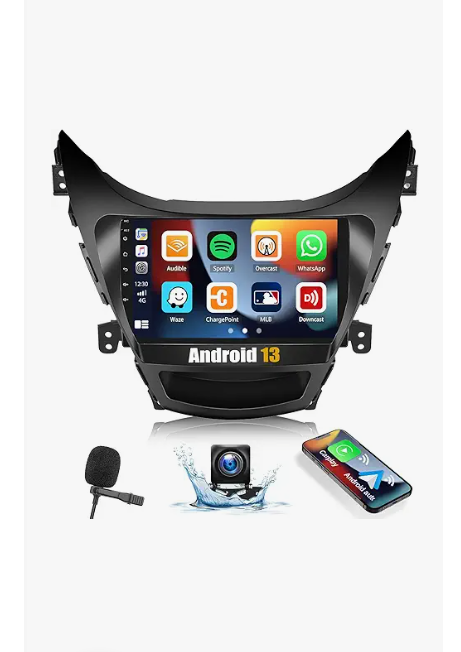 4+128G Radio for Hyundai Elantra 20112013, 9" Touch Screen for Elantra Bluetooth Radio with Wireless CarPlay/Android Auto, 5GHz WiFi, Bluetooth 5.0, EQ, GPS Navigation, 1280 * 720, Backup Camera