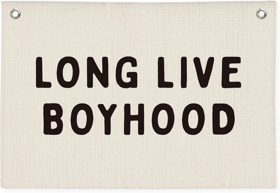 Long Live Boyhood Banner, Boy Nursery Decor, Linen Banner Wall Hanging Flag Decor for Nursery Playroom Toddler Boys Kids Room