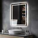 Amorho LED Mirror for Bathroom 28X20 Inch with Backlight and Front Lit, Fogless Mirror for Wall Mounted, Dimmable, 3 Colors, Memory