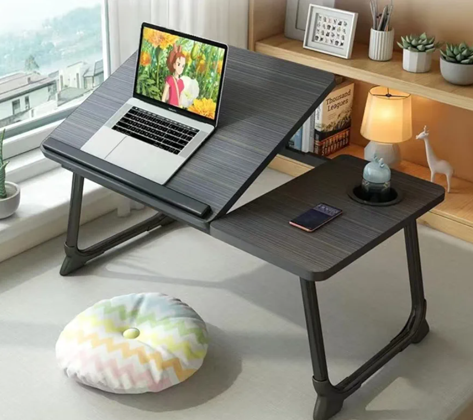 Laptop Desk for Bed Couch,Lap Desk for Laptop,Portable Laptop Stand for Desk,Small Adjustable Laptop Desk,Foldable Bed Table for Laptops and Writing, Bed Tray Table with Cup Holder(Black)